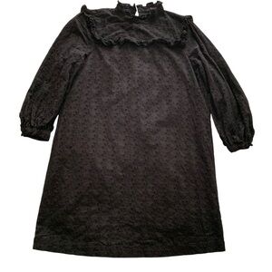 Women’s Madewell Black Long Sleeved Mini Dress With Eyelet Detail Size Medium